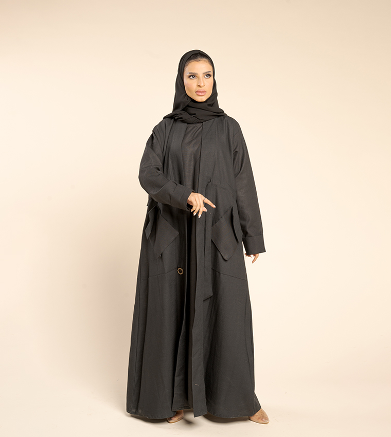 عباية لينن مع فستان