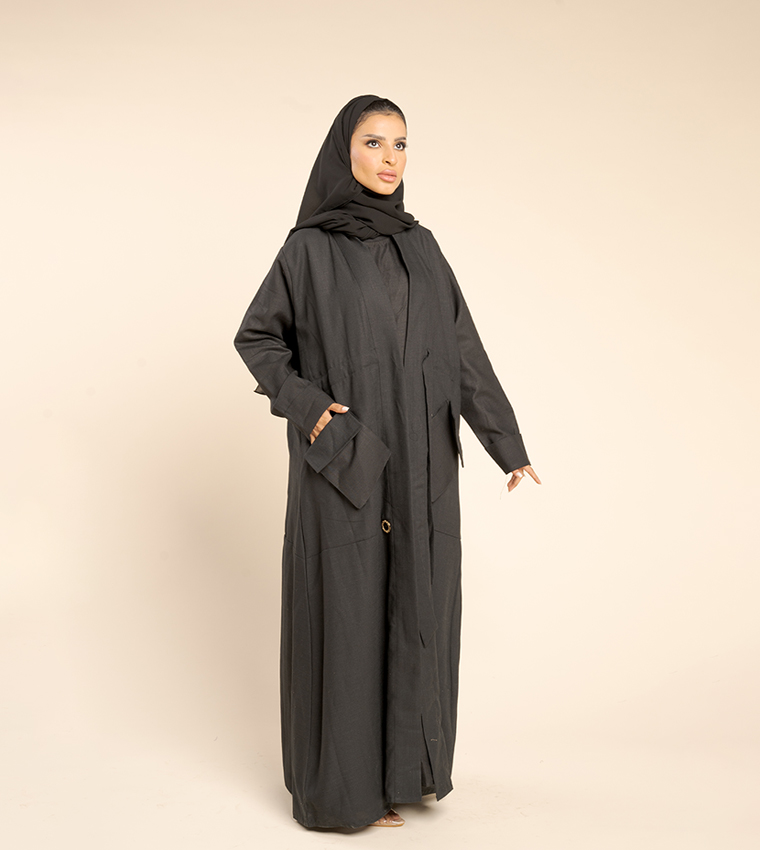 عباية لينن مع فستان