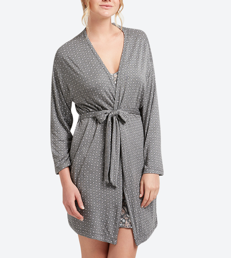 Buy La Vie En Rose Belle De Nuit Modal Kimono Grey In Grey 6thStreet Bahrain