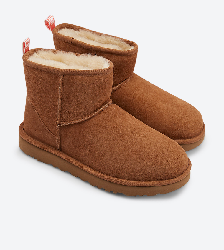 Buy Ugg Classic Mini Ii Graphic Logo Details Boot Brown In Brown |  6thStreet Qatar