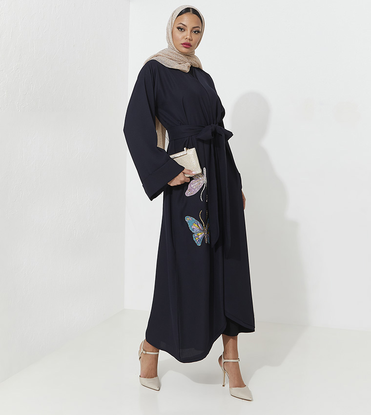 Butterfly Hand Embroidered Abaya