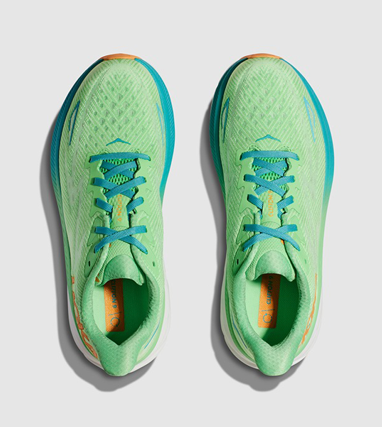 Green shop running shoes