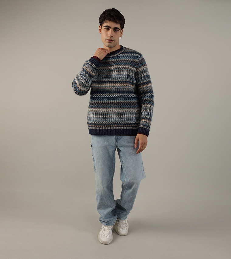 Buy American Eagle Super Soft Holiday Striped Sweater In Blue 6thStreet Bahrain