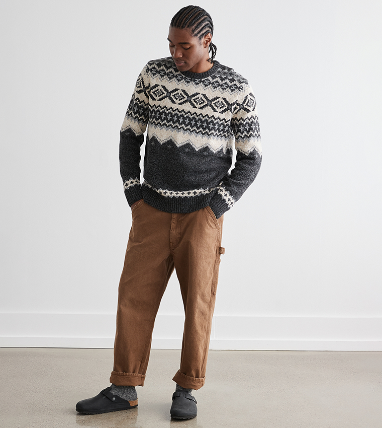 Buy American Eagle Super Soft Patterned Crew Neck Sweater In Black 6thStreet Bahrain