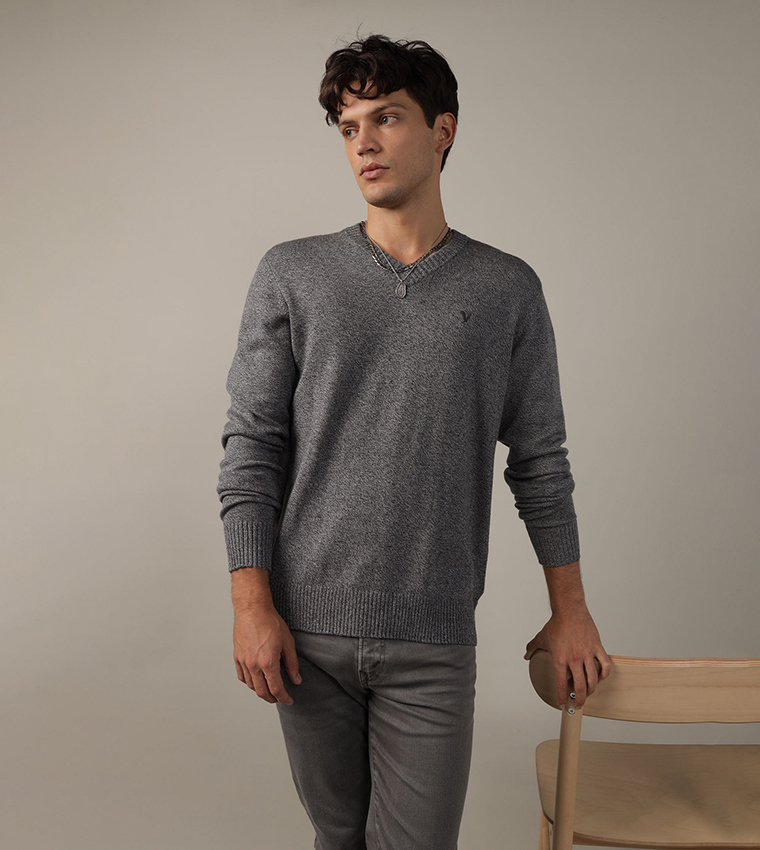 Buy American Eagle Super Soft V Neck Sweater In CHARCOAL 6thStreet Kuwait
