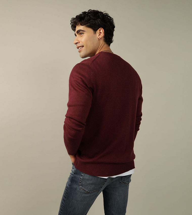 Buy American Eagle Super Soft V Neck Sweater In Maroon 6thStreet Bahrain