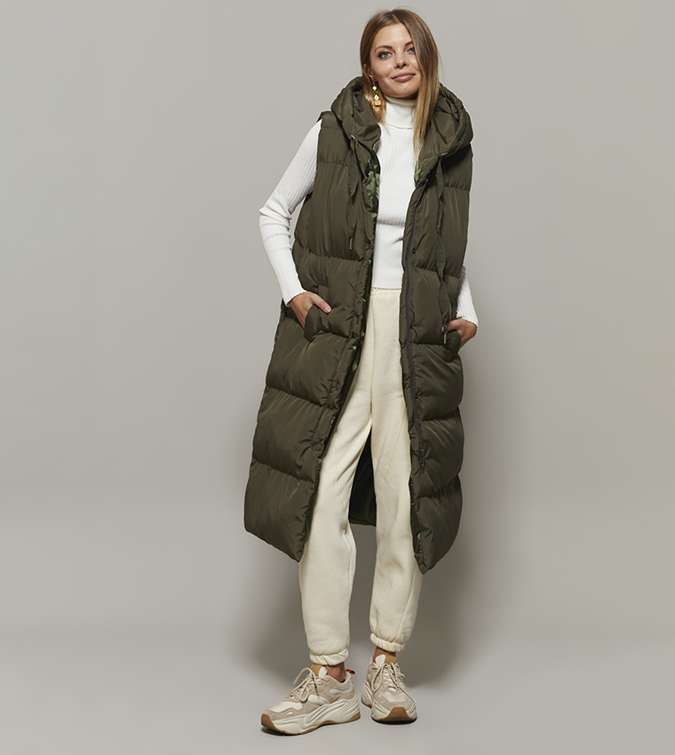Buy Cool Sexy Sleeveless Long Inflatable Vest In Khaki 6thStreet Bahrain