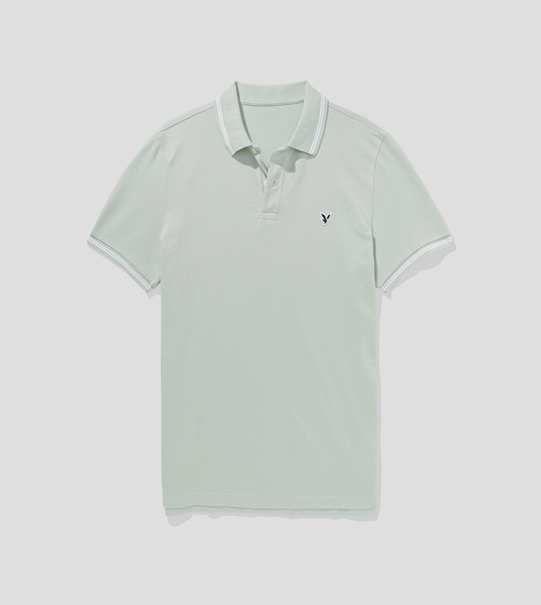 Buy American Eagle Slim Fit Pique Polo T Shirt In Green 6thStreet Bahrain