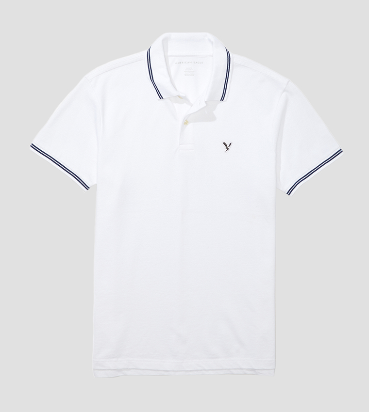 Buy American Eagle Logo Detail Contrast Piping Polo T Shirt In White 6thStreet Bahrain