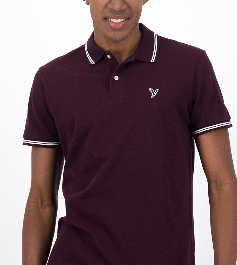 Buy American Eagle Pique Polo T Shirt In Burgundy 6thStreet Bahrain