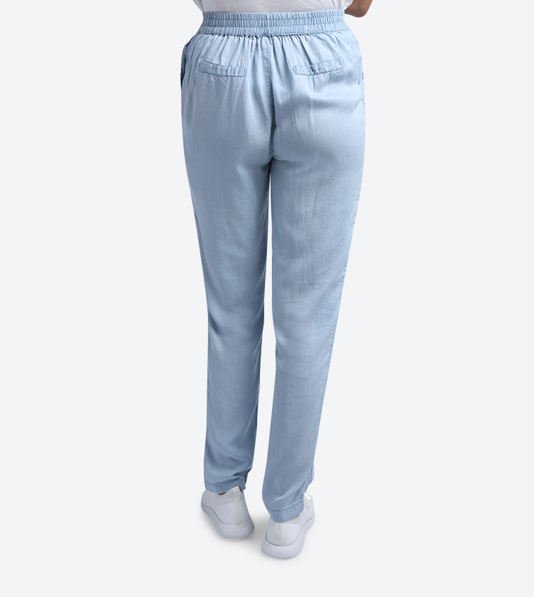 Solid Colored Pants - Blue - 117-1092WY002-2
