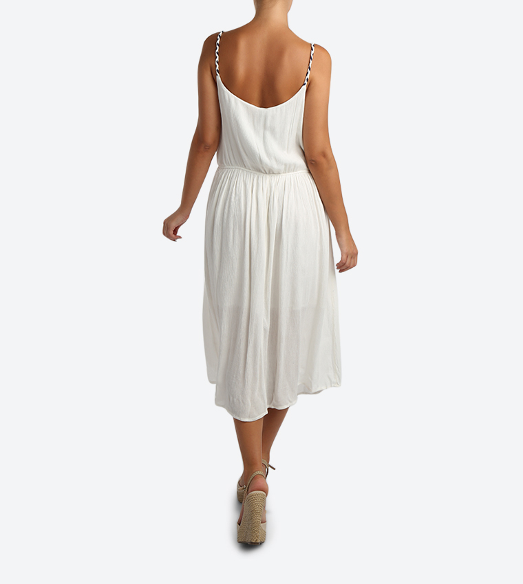 Solid Colored Dress - White - 117-1284WY001-2