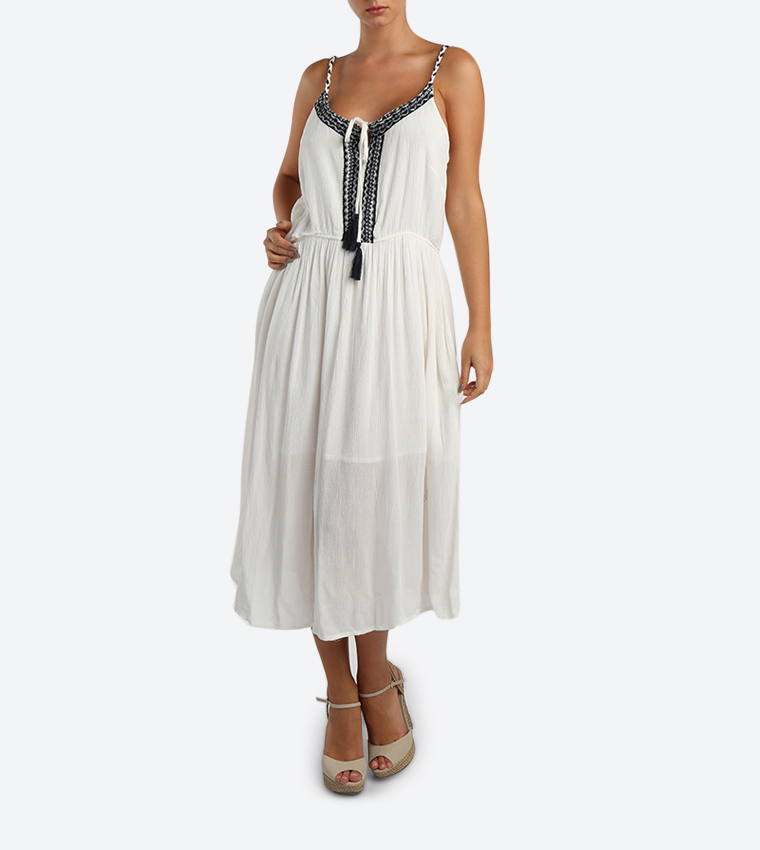 Solid Colored Dress - White - 117-1284WY001-2