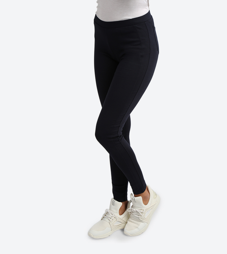 Solid Colored Pants - Navy - 117-1962WY002-6