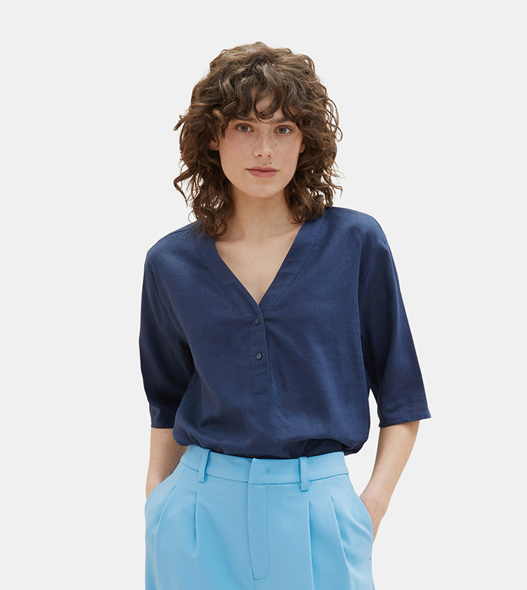 Solid V-Neck Top