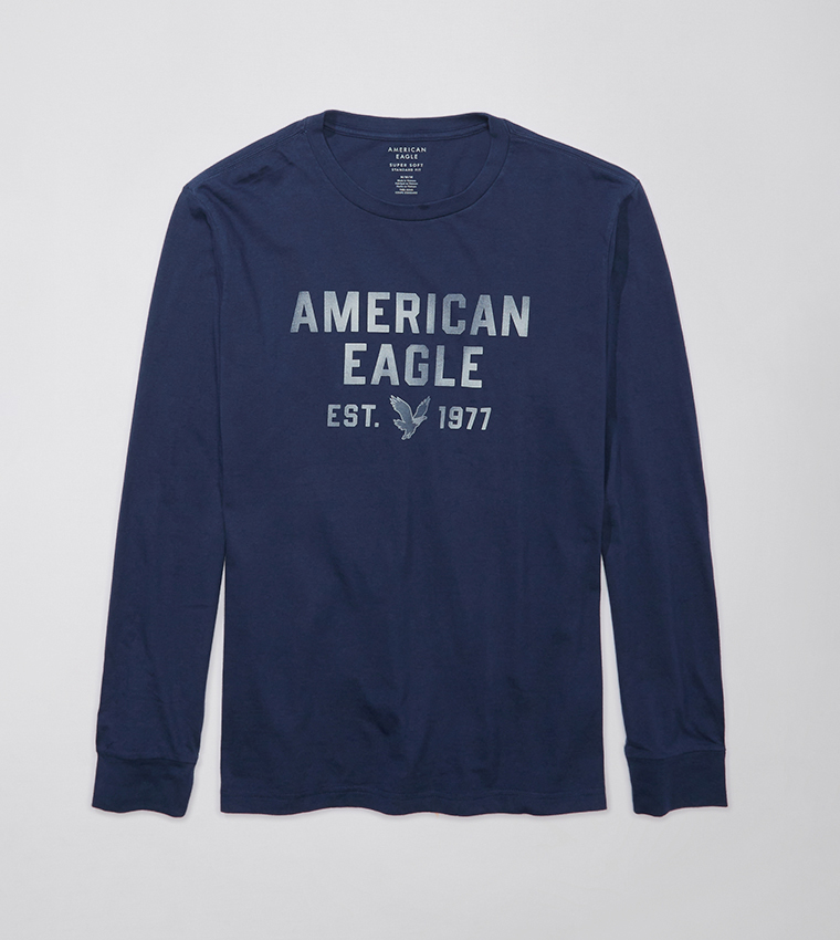 Logo Printed Long Sleeves Casual T Shirt