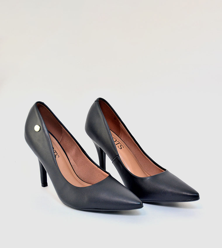 Casual Stiletto Slip On Pumps-Black