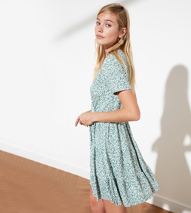 Floral Patterned Knitted Dress