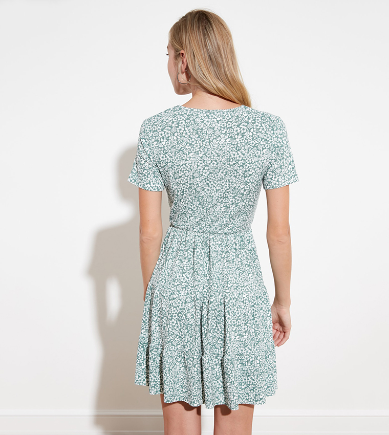 Floral Patterned Knitted Dress