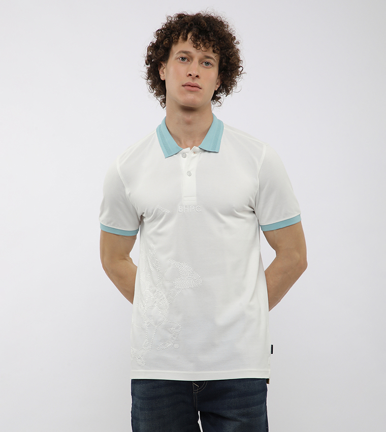 Contrast Tipping Short Sleeves Polo T-Shirt