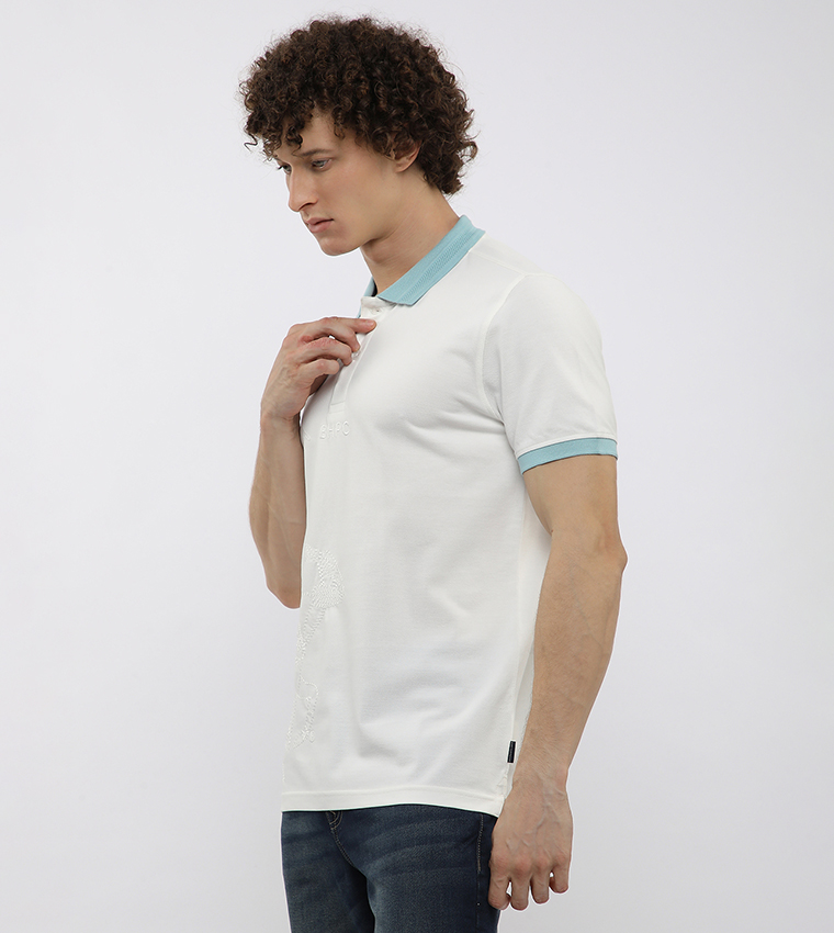 Contrast Tipping Short Sleeves Polo T-Shirt