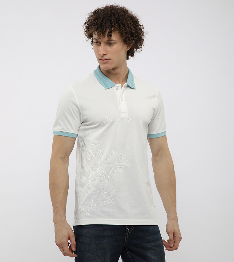 Contrast Tipping Short Sleeves Polo T-Shirt