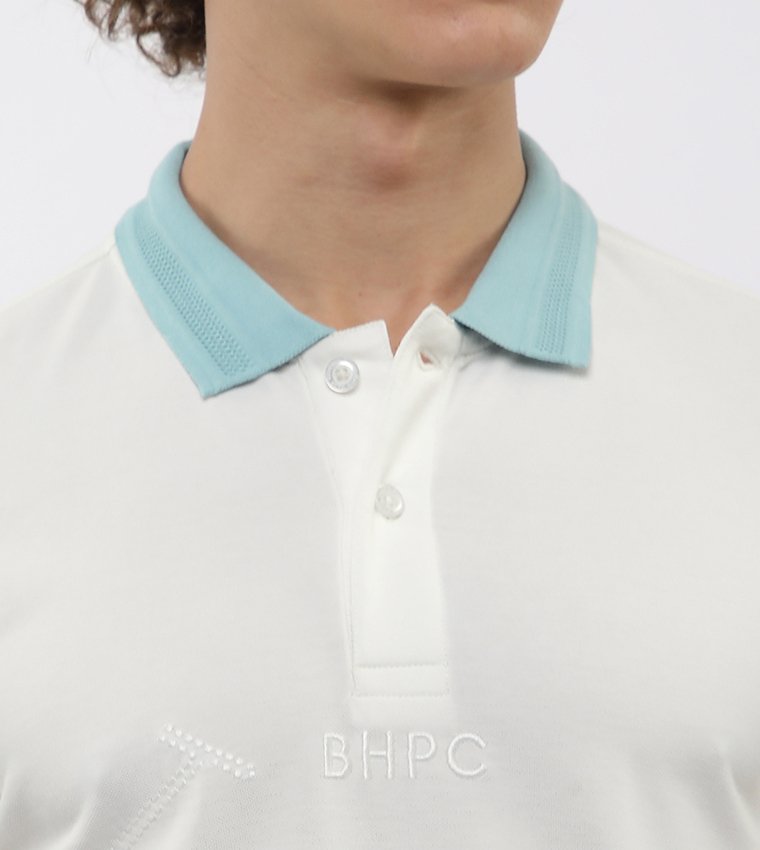 Contrast Tipping Short Sleeves Polo T-Shirt