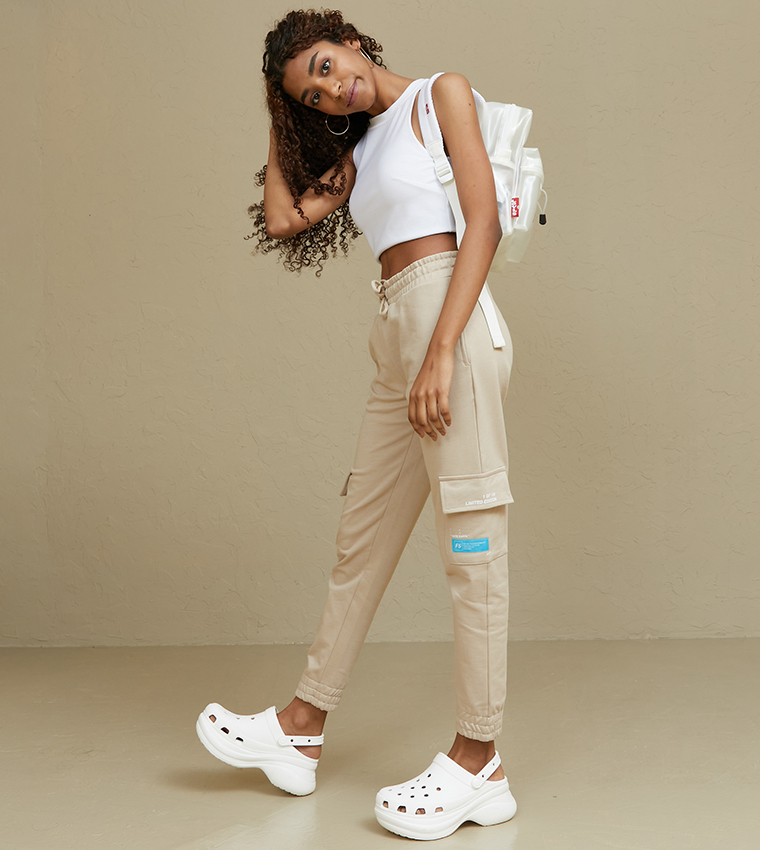 White 2025 utility joggers