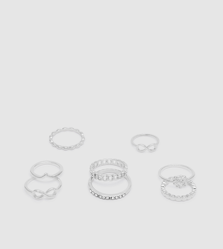 Buy R&B Set Of 8 Rings In Silver | 6thStreet Bahrain
