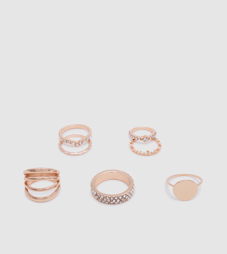 Buy R&B Set Of 7 Rings In Gold | 6thStreet Kuwait