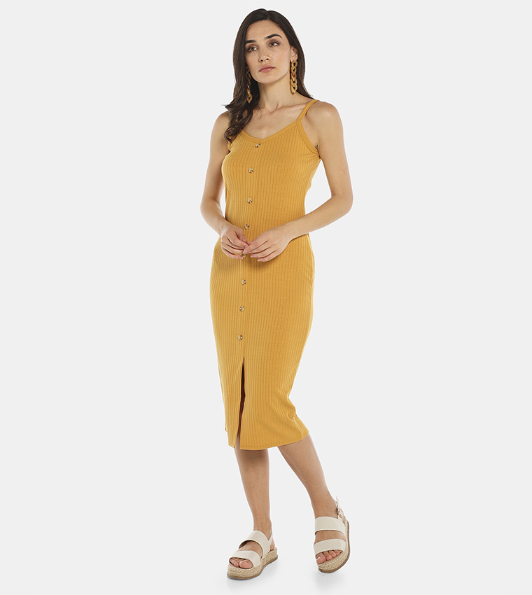 Mustard yellow 2024 bandage dress