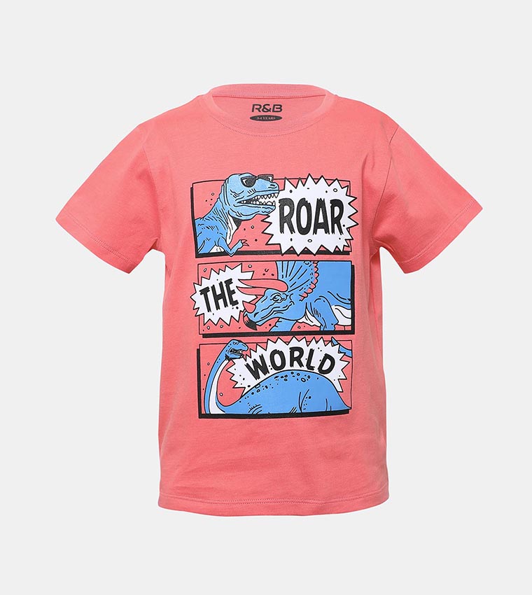 Buy R B Graphic Printed Short Sleeves T Shirt In Coral 6thStreet