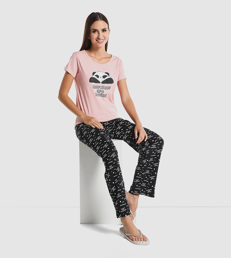 Buy R B Printed T Shirt Pajama Night Suit Set In Multiple Colors 6thStreet UAE