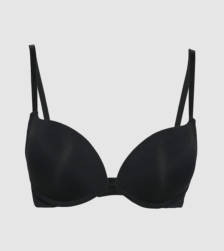Push Up Bra In Black With Detachable Straps & Funky Design-CB08