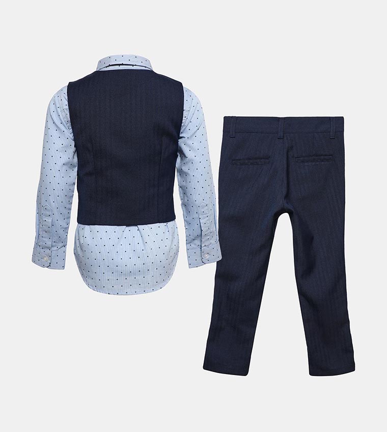 Printed Shirt, Waistcoat and Trouser Set