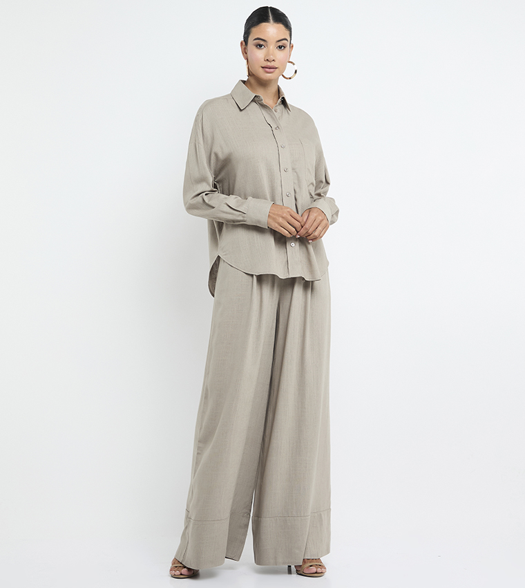Solid Long Sleeves Co-Ord Set