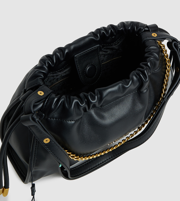 Textured Drawstring Shoulder Bag