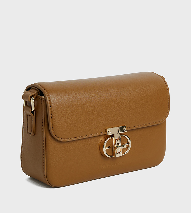 Textured Twist Lock Shoulder Bag