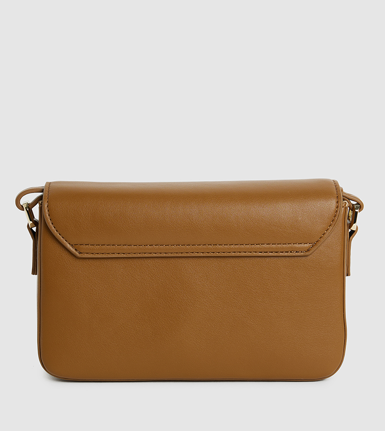 Textured Twist Lock Shoulder Bag
