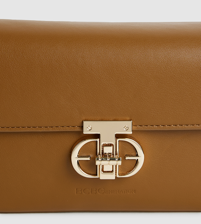 Textured Twist Lock Shoulder Bag