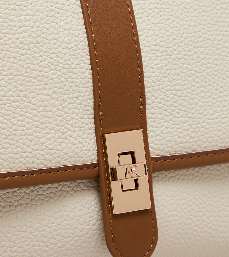 Contrast Detail PU Top Handle Bag