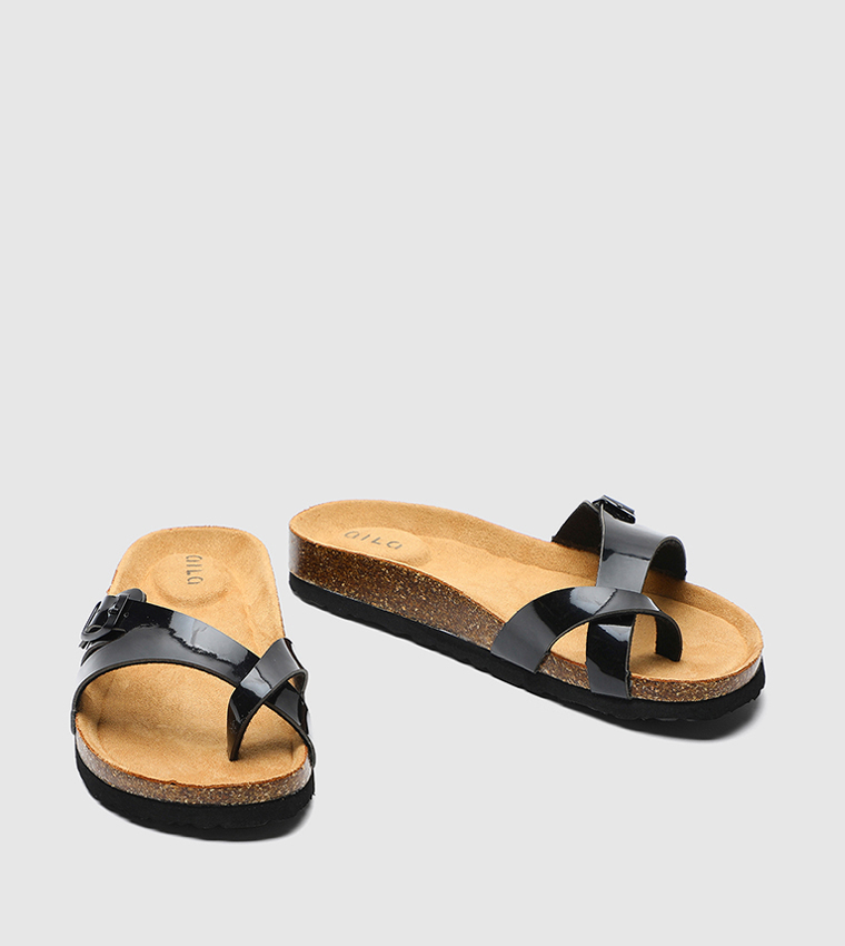 Buy HIS HERS Buckle Up Flat Sandals In Black 6thStreet Qatar