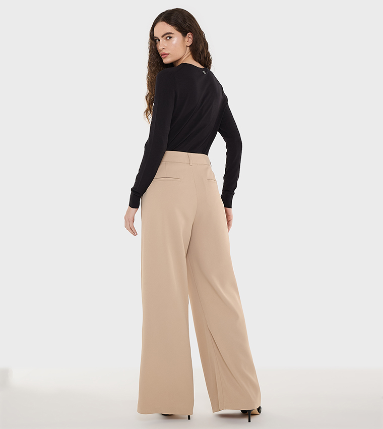 Pleat Detail Wide Leg Pants