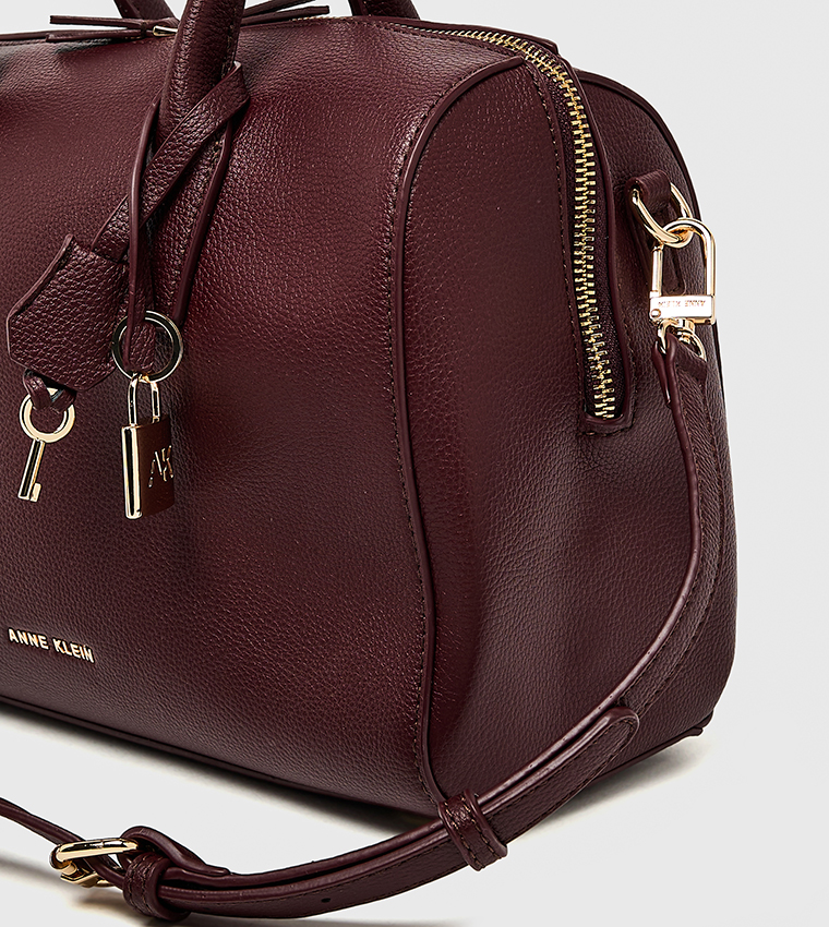 Textured Zippered Satchel Bag