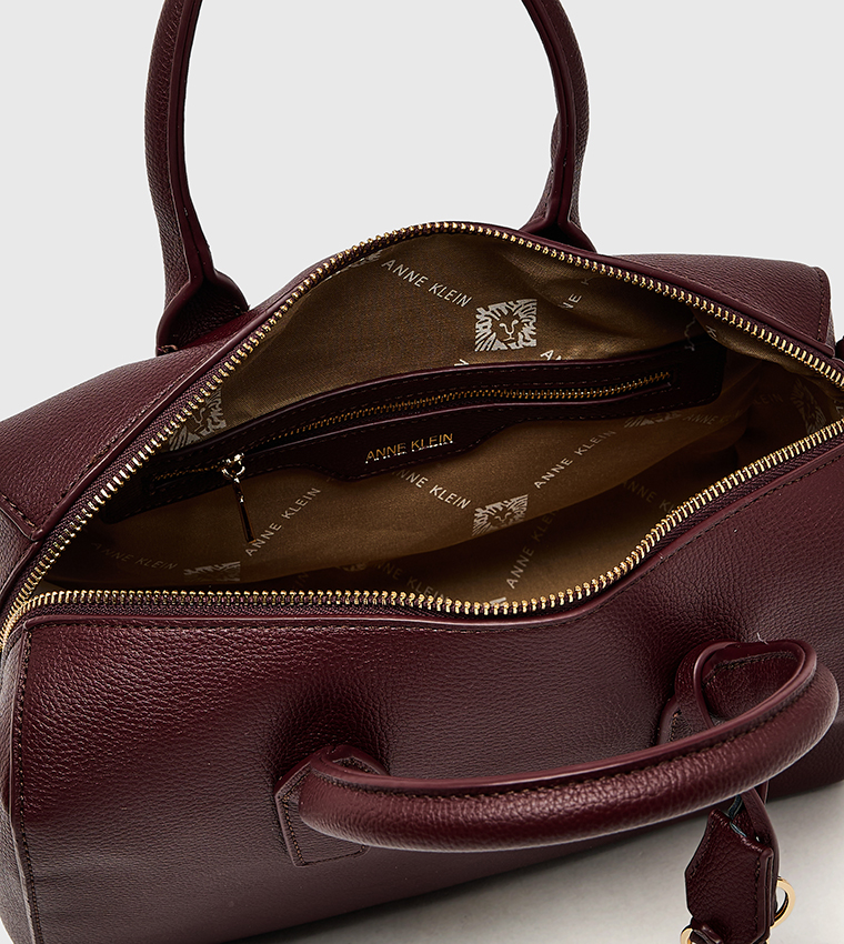 Textured Zippered Satchel Bag