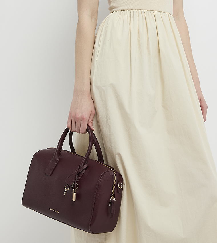 Textured Zippered Satchel Bag