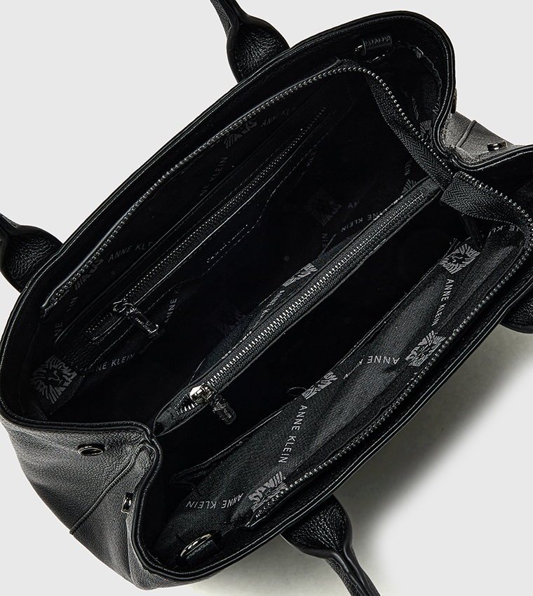 Textured Zippered Satchel Bag