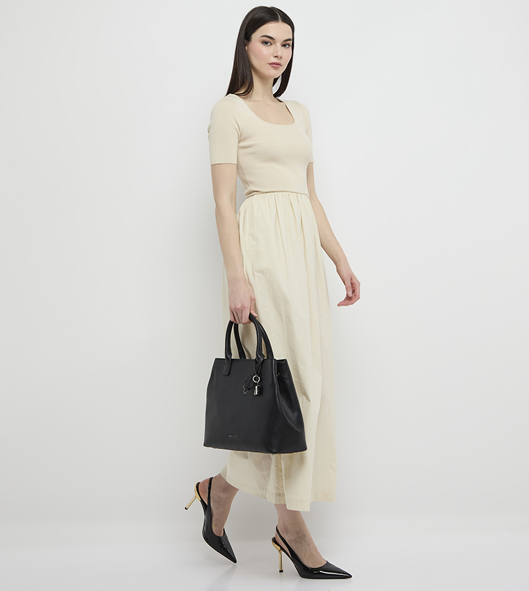 Textured Zippered Satchel Bag