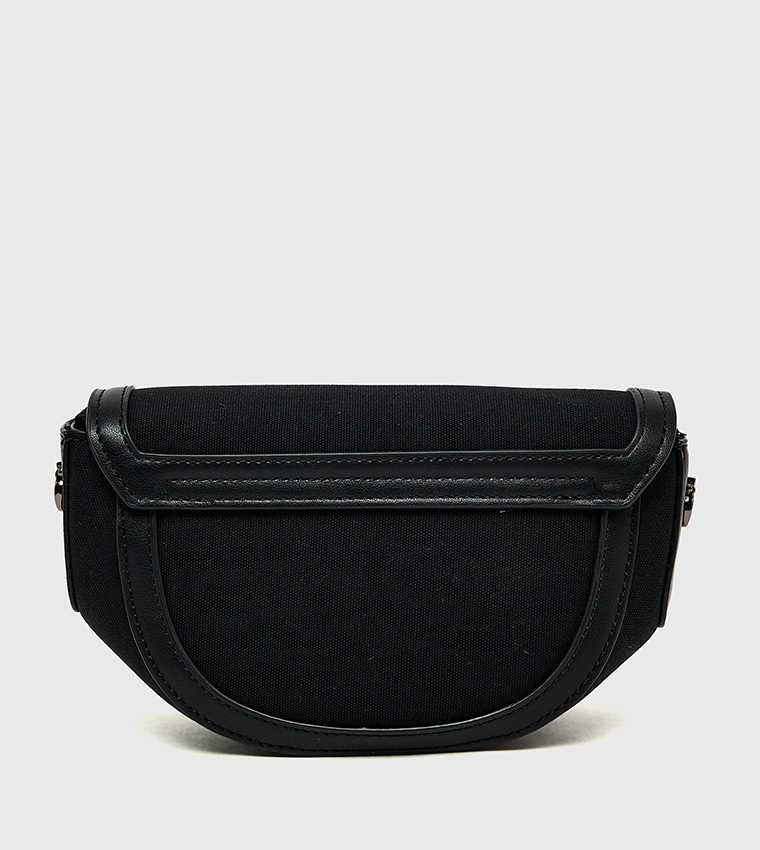 Contrast Trim Flap Crossbody Bag
