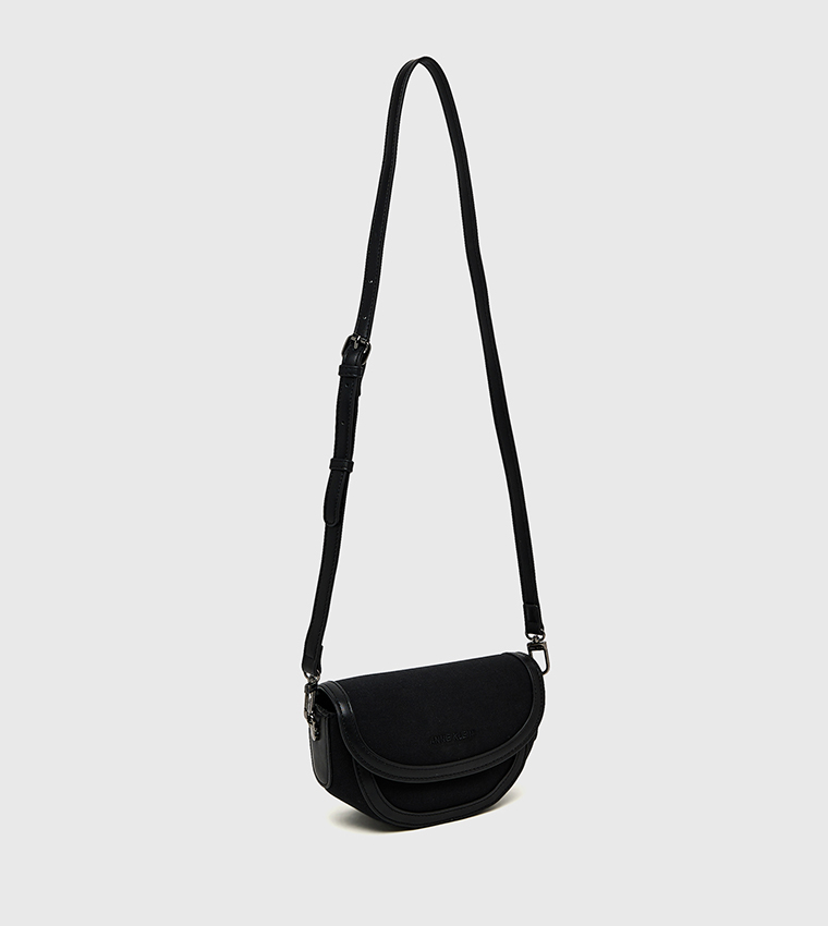 Contrast Trim Flap Crossbody Bag